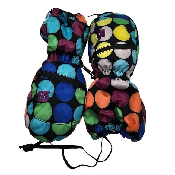 Burton Girls Sz 6 (S) Winter Mittens Colorful Polka Dot Print Skiing - Picture 1 of 4